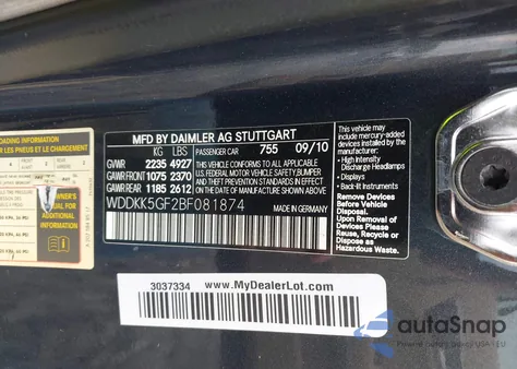 2011 Mercedes-Benz E 350 из США, поврежденный, VIN WDDKK5GF2BF081874